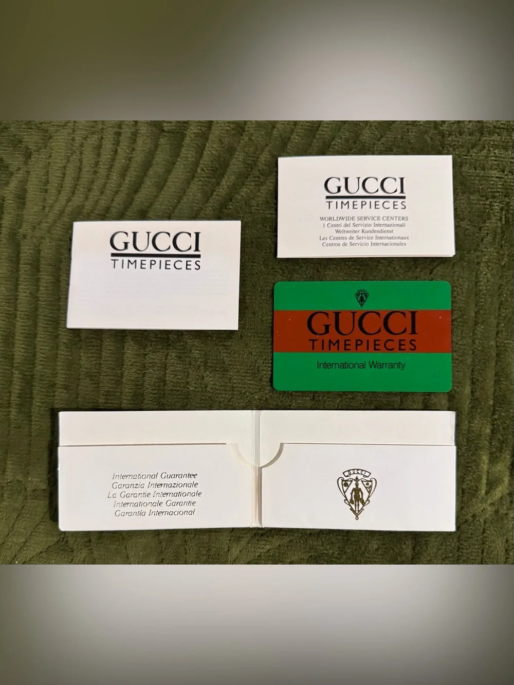 Vintage Genuine Gucci Timepieces International Watch Warranty Card & Paperwork
